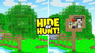 I made a hidden CAMO Minecraft TREE base.. (Hide Or Hunt)