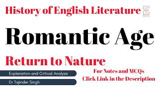 Romantic Age Return to Nature | NET NTA PGT English | History of English Literature