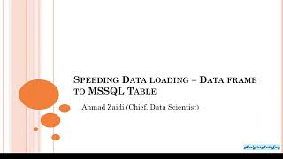 Load pandas dataframe data to MSSQL server Table | Speed up the performance by 5 times | Python