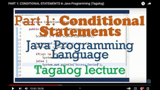 PART 1: CONDITIONAL STATEMENTS in Java Programming (Tagalog)