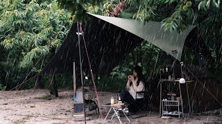 Camping in heavy rain |  Solo camping in the pouring rain, drinking warm cappuccino at my own cafe
