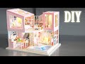DIY Miniature Dollhouse Kit || First Sight - Mini Pink Villa - Relaxing Satisfying Video