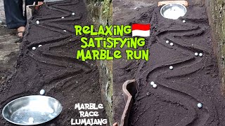 marble run race asmr. black sand track. relaxing, healing and satisfying