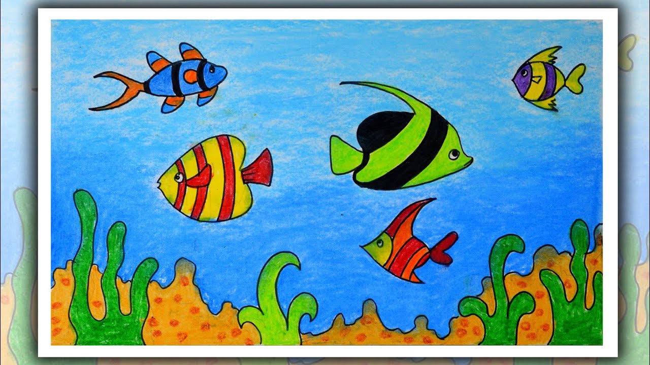 How To Draw Underwater | Underwater Drawing | Fish Aquarium Drawing ...