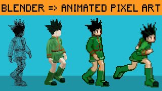 Animating Pixel Art Character with Blender 2.9 | Timelapse (HxH Gon)