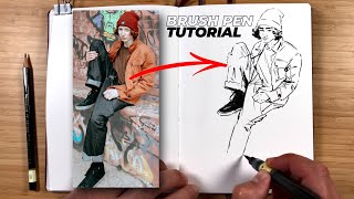 BRUSH PEN DRAWING TUTORIAL - Tips & Sketching Techniques