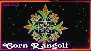 Rangoli Corn Design | Indian art | Morning Rangoli | Simple flower design | @bavithra_rangoli