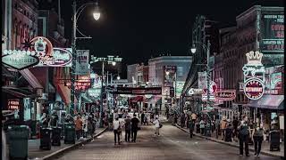 Walking Down Beale Street in Memphis at Night Ambiance (Blues, Rock & Roll, Elvis, People Talking)