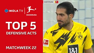 Bundesliga | Top 5 Defensive Acts All Players Matchday 22
