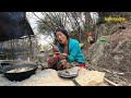 foodie woman cooking and eating in the hut || lajimbudha ||