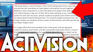 WOW! ACTIVISION SAYS SBMM IS REAL... Official Statement Released (Call of Duty SBMM)