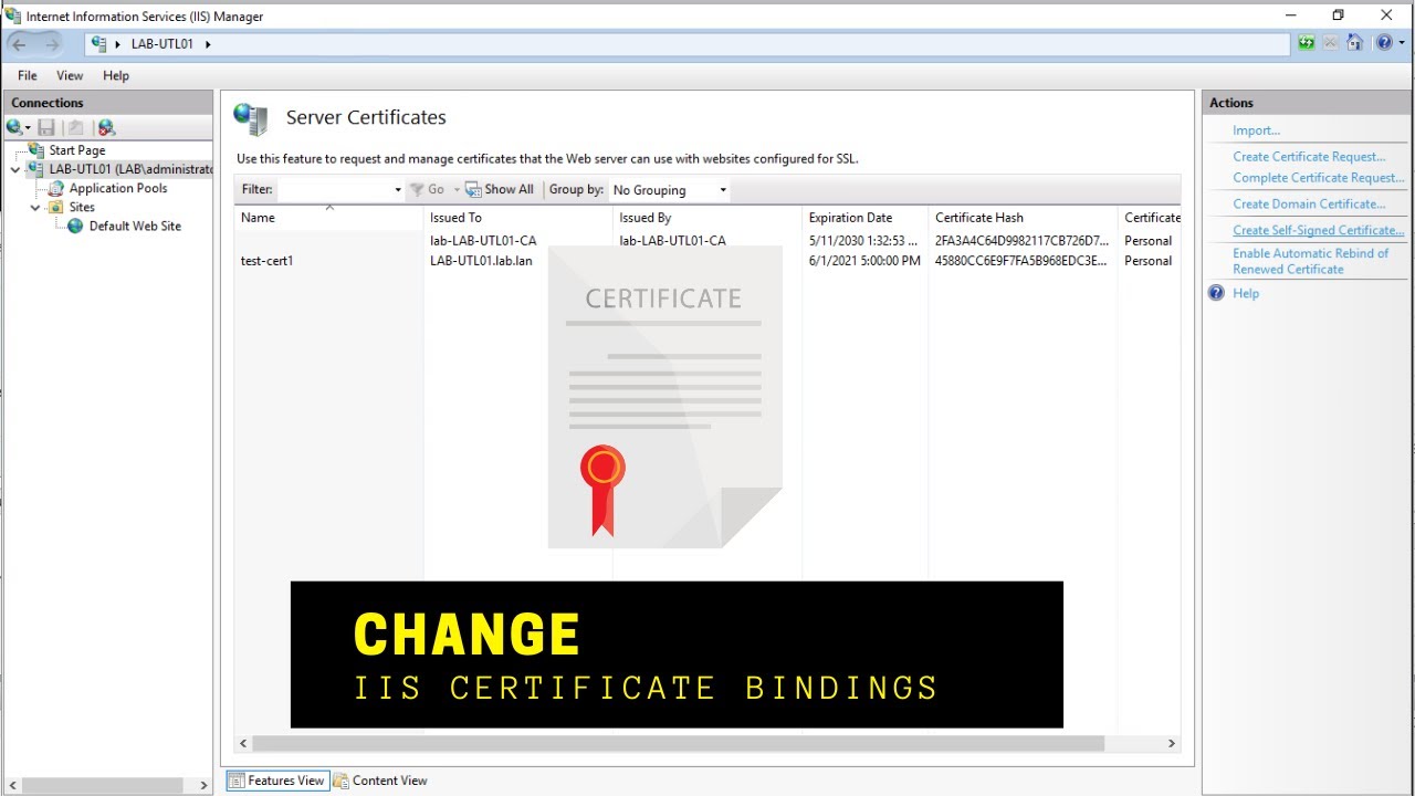 Change Iis Ssl Certificate Bindings Youtube