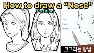 How to draw a Nose / How to position the nose simple 👃