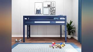 JACKPOT! Contemporary Low Loft Twin Bed with End Ladder, Blue review