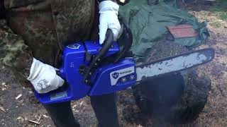 Holzfforma G366 Chainsaw first contact, first start and first cut