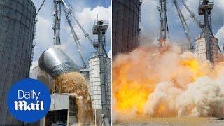 Shocking moment grain store explodes after collapsing - Daily Mail