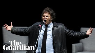 Argentinian president Javier Milei belts out rock song at book launch