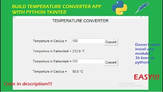 Build Temperature Converter App using python tkinter