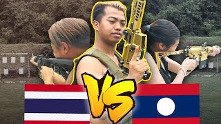 แข่งยิงปืนกับสาวลาว ไทย Vs ลาว | DOM