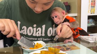 Bibi is happy to go to the market and eat with Mom!