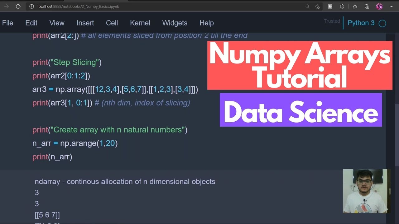 1 3 Python Numpy Arrays Tutorial Part 1 Data Science Youtube