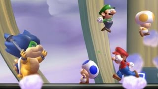 New Super Mario Bros U - All Bosses (4 Players)