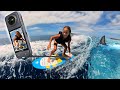 Kids Wake Surfing in the Ocean!! Be Safe with Sharks! Reviewing the new Insta360 X4