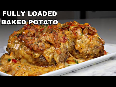 Recipe for Stuffed Potatoes with Chicken Alfredo