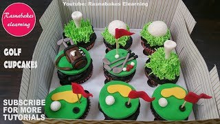 golf themed birthday chocolate frosting cupcakes toppers decorating ideas design cup cake