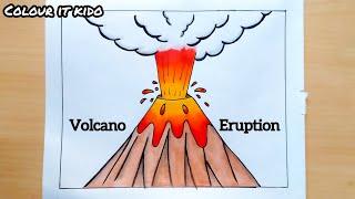 Volcano Eruption Drawing | Volcano Drawing | Volcano diagram | Volcano diagram for school project
