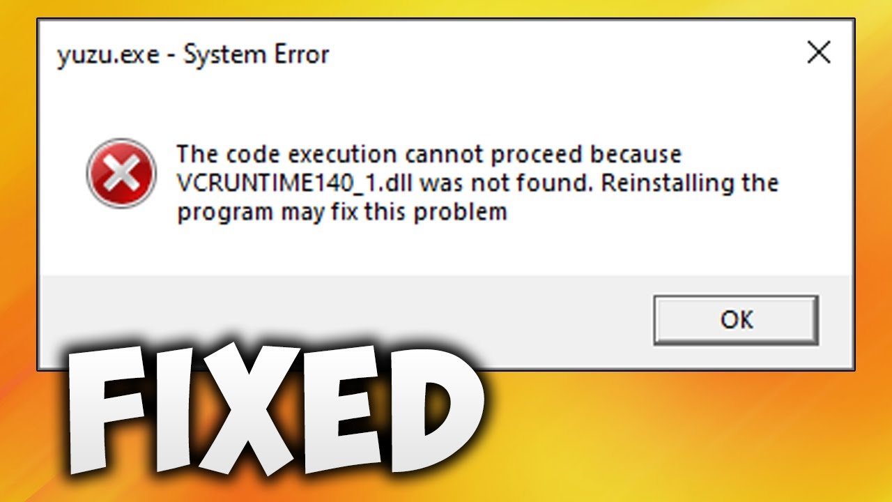 Reinstalling the application may fix this problem. Vcruntime140_1.dll. Ошибка vcruntime140_1.dll. Dll not found Error. System Error dll not found.