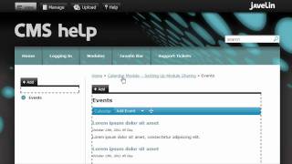 Javelin CMS - Calendar Module: Setting Up Module Sharing