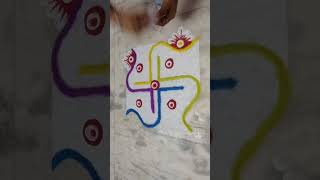 # सुंदर स्वस्तिक ‌रांगोळी # Easy beautiful rangoli design # simple rangoli