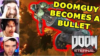 GAMERS REACT To DOOMGUY SHOOTING HIMSELF OUT OF A CANNON || DOOM Eternal Reaction
