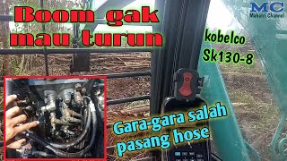 Salah Satu Penyebab Boom Tidak Bisa Turun,, Excavator Kobelco Sk130-8