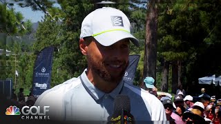 Stephen Curry watches ace, shoots hoops at American Century Championship | Golf Channel