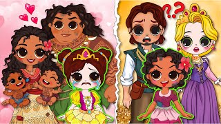 Disney Princess Family: BROKE, RICH and GIGA RICH/ DIYs Paper Dolls & Crafts