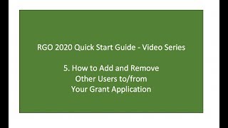 How to Add and Remove Other Users to:from a Grant Application