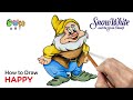 How To Draw HAPPY | SNOW WHITE & THE SEVEN DWARFS | DISNEY | VERY EASY~!