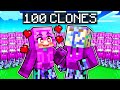 100 CLONES Try to KISS DASH In MINECRAFT!?