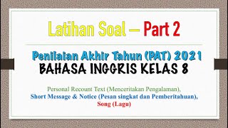 Soal Latihan PAT Bahasa Inggris SMP Kelas 8 - Part 2