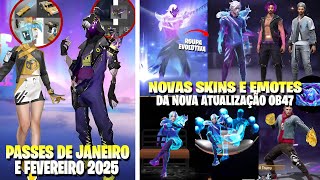 PASSES DE JANEIRO E FEVEREIRO 2025, SKINS, ROUPA EVOLUTIVA E EMOTES DA NOVA ATUALIZAÇÃO DO FREE FIRE