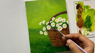 Daisy flower painting/acrylic painting tutorial/acrylic painting tutorial for beginners