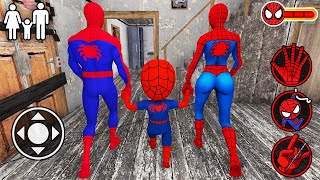 Playing as SpiderMan Family in Granny House