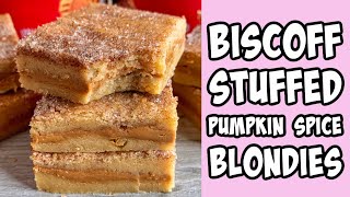 Biscoff Stuffed Pumpkin Spice Blondies! Recipe tutorial #Shorts