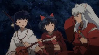 Yashahime: Inuyasha and his wife Kagome with their daughter Moroha in a cute soft moment!