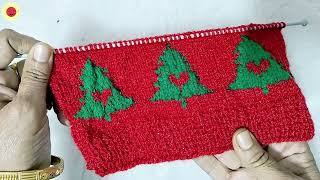 Easy Christmas Tree Knitting design or pattern for Beginners | @happywoolknit