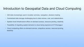 Introduction to Geospatial Data and Cloud Computing | Use Case-Geo-spatial Cloud