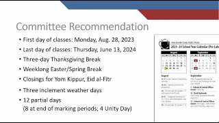 December 7, 2022, Agenda Item 7.05 2023-2024 School Year Calendar, Excerpt from Bd. of Ed. Meeting