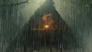 Sleep Instantly in Ancient Tent with Heavy Rain & Dense Thunderstorm in Foggy Rainforest at Night